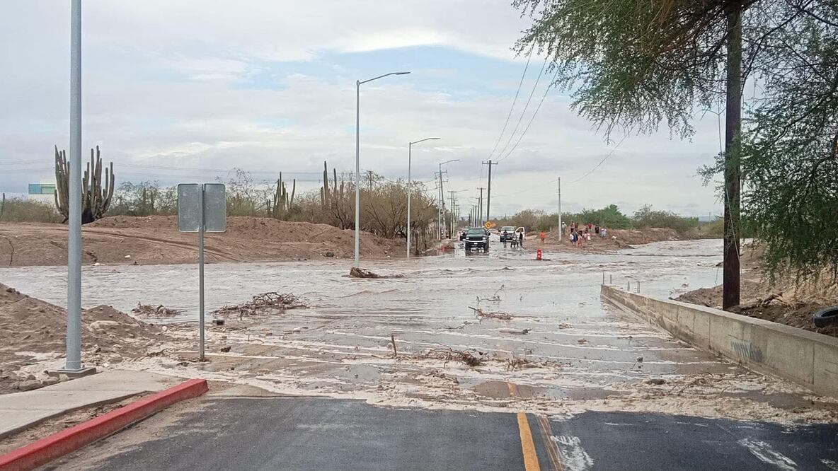 Lluvias de "Ivo" dejan inundaciones y crecidas de arroyos en La Paz, BCS. (Foto: especial)