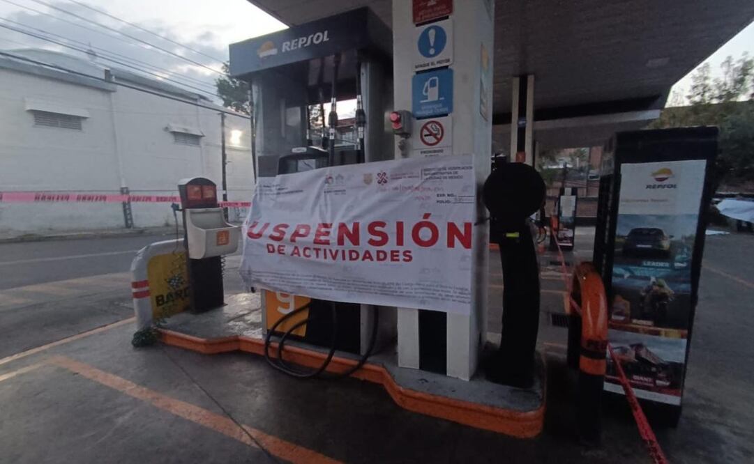 Personal de alcaldía Álvaro Obregón suspende actividades en gasolinera (05/06/2025). Foto: Especial