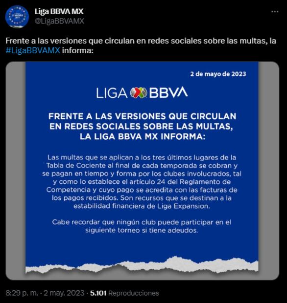 Comunicado de la Liga MX