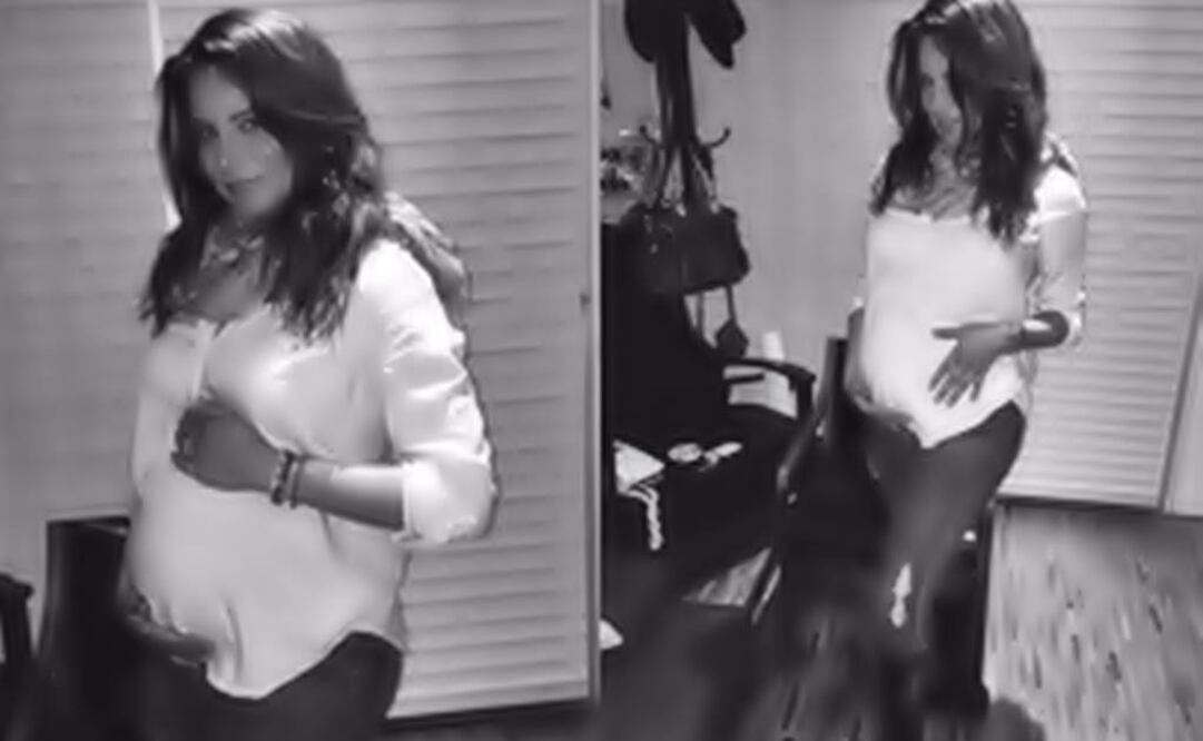 Navarro presented her tummy in two black and white images. (Photo: Twitter @silvnavarro)