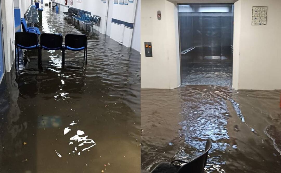 Debido a las fuertes lluvias de este 16 de septiembre del 2024 e reportan encharcamientos y filtraciones de agua en hospitales de la alcaldía Tlalpan. Fotos: Especiales