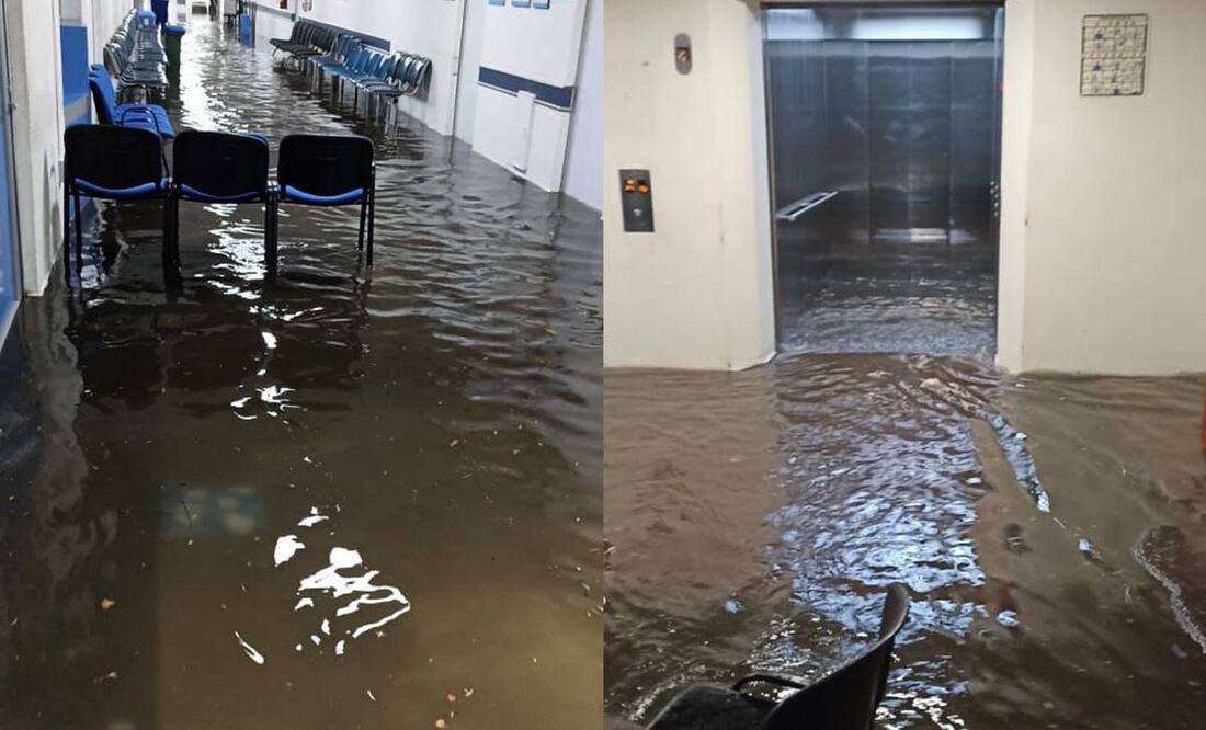 Debido a las fuertes lluvias de este 16 de septiembre del 2024 e reportan encharcamientos y filtraciones de agua en hospitales de la alcaldía Tlalpan. Fotos: Especiales