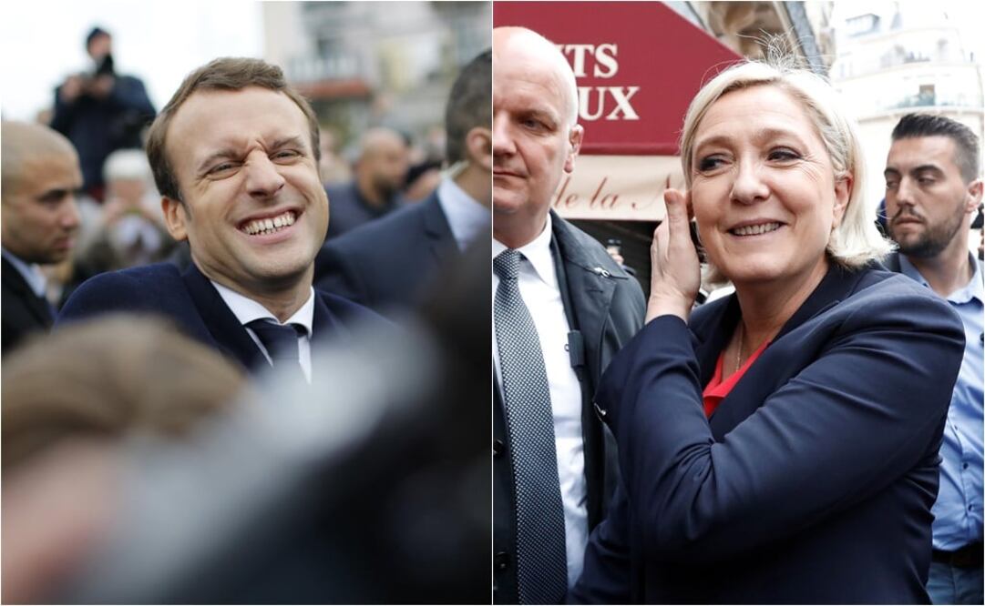 El candidato socioliberal a la Presidencia francesa Emmanuel Macron, y la ultraderechista Marine Le Pen (Foto: Agencias)