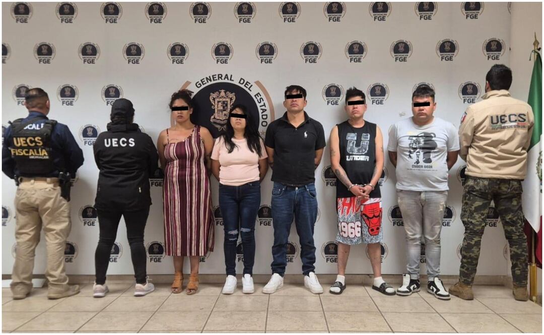 Autoridades de Hidalgo detienen en Michoacán a 3 hombres y 2 mujeres acusados de secuestro y asesinato de una persona en Tizayuca (11/12/2024). Foto: Especial