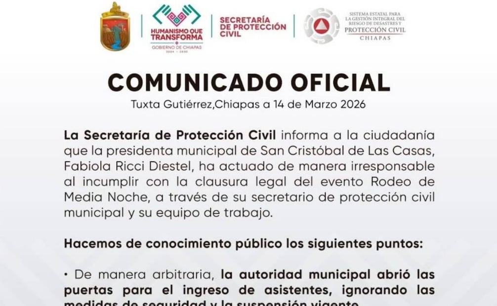 Protección Civil de Chiapas acuso directamente a la presidenta municipal de San Cristóbal de las Casas por haber actuado "de manera irresponsable". Fotos: Especiales.