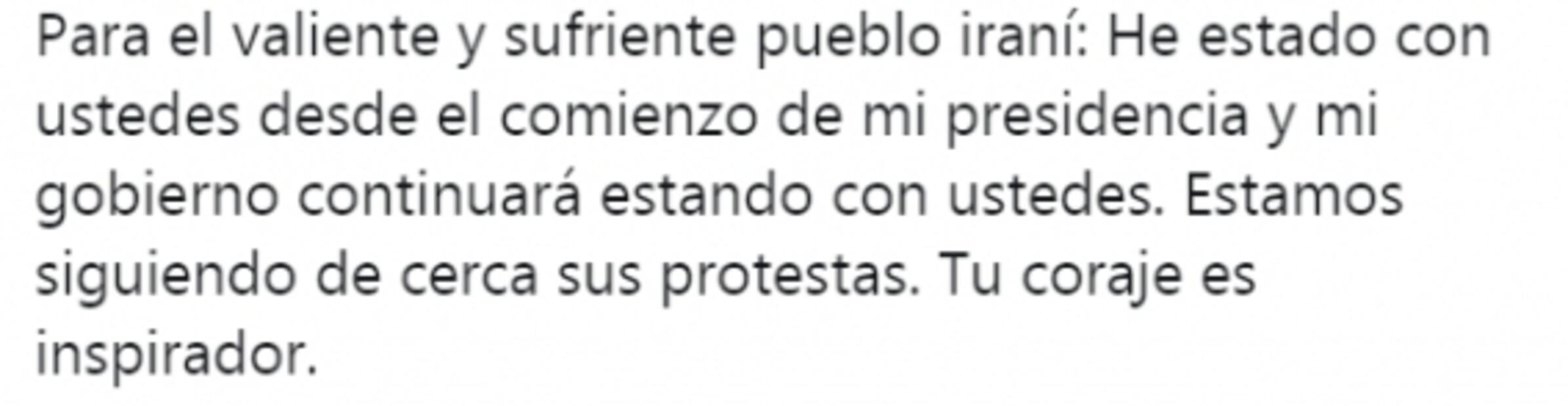 Trump expresa en persa su apoyo a “la valiente ciudadanía” de Irán 
