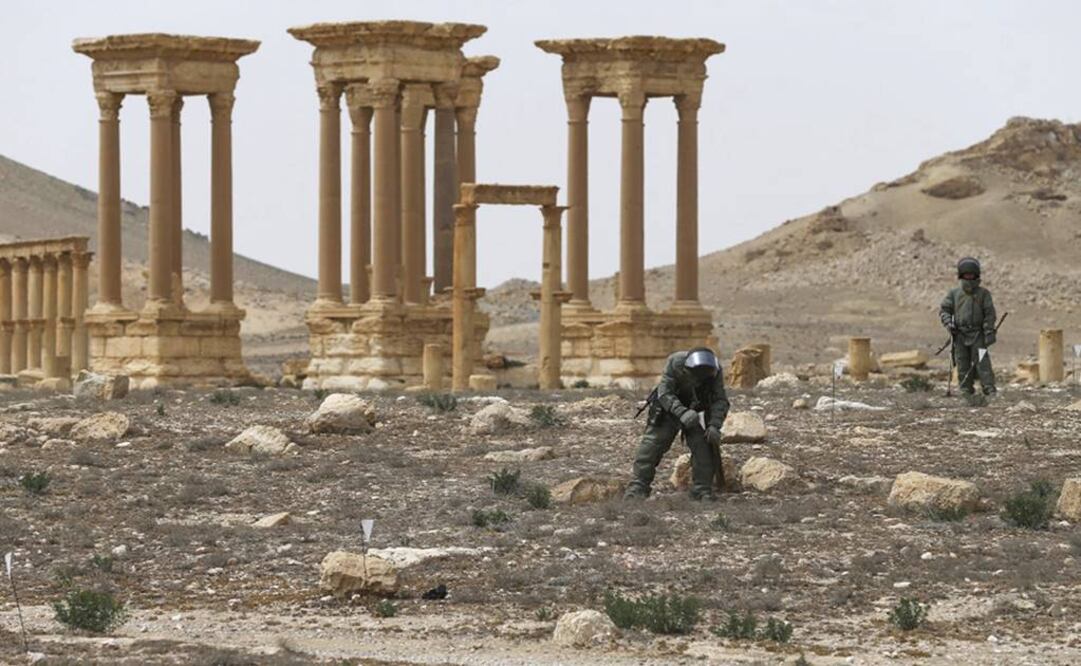 Expertos en restauración no han podido ingresar a la zona arqueológica debido a las rigurosas labores de desminado. (FOTO: EFE)
