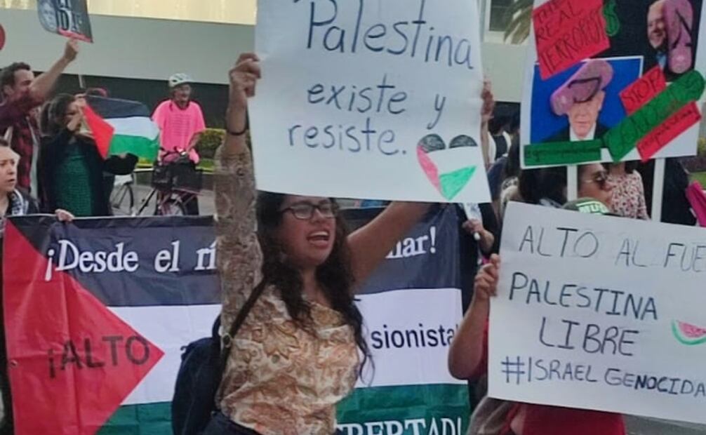 Marchan en CDMX en apoyo a Palestina. Piden al gobierno mexicano romper relación con Israel. Fotos: Adriana Estrada