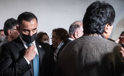 Elementos de la Guardia Nacional cuidan a Evo Morales en su gira por México