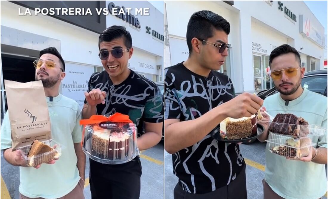 En la grabación se observa que el pastel mixto viene acompañado de un moño naranja y 4 besitos de nuez que les fueron regalados a los influencers. Foto: TikTok. @lapanzaesprimero