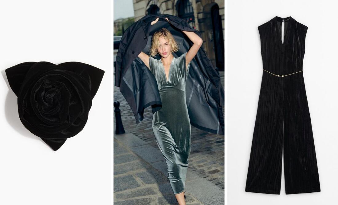 El terciopelo es muy usado en la temporada de fiestas. Foto: H&M, Zara, Massimo Dutti