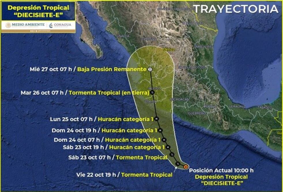 CLIMA MÉXICO Se forma depresión tropical Diecisiete-E en Guerrero
