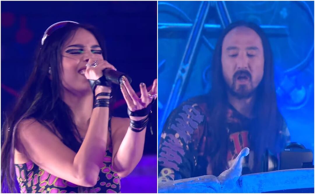 Danna Paola y Steve Aoki. Fotos: Capturas de YouTube