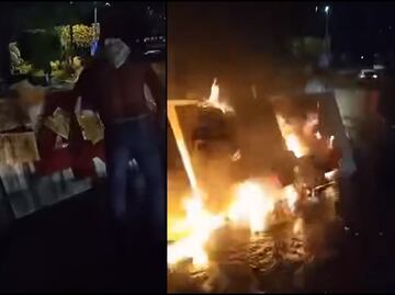 Queman antimonumento de los 43 en Chilpancingo, Guerrero