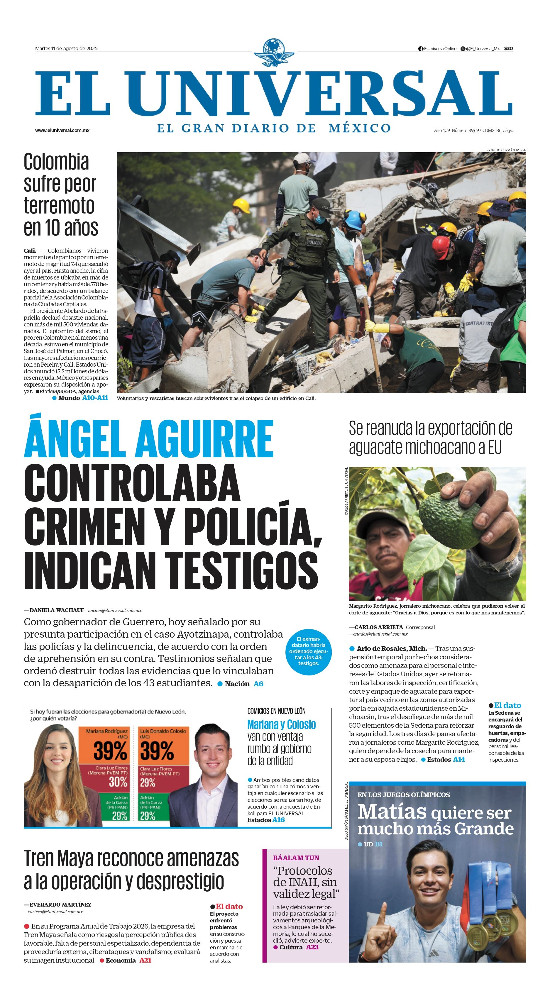 Portada impresa del 11 de agosto del 2026
