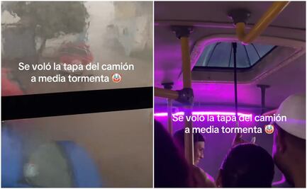 ⁠Pasajeros reparan techo de autobús con una sombrilla en Guadalajara; video se viraliza en TikTok