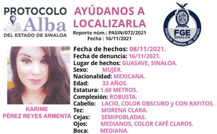 Desaparece Karime el mismo día que encontraron muerto a su expareja en Sinaloa