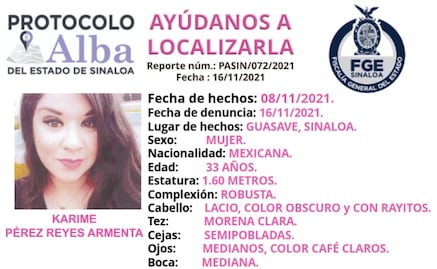 Desaparece Karime el mismo día que encontraron muerto a su expareja en Sinaloa