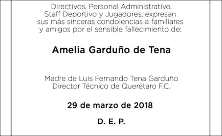 Fallece la madre de Alfredo y Luis Fernando Tena