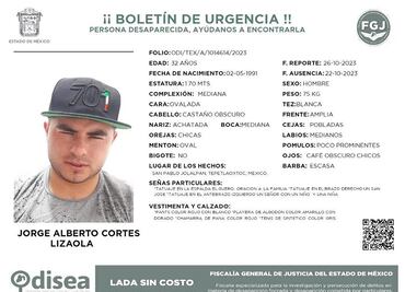 Buscan a Jorge Alberto Cortés Lizaola en Edomex