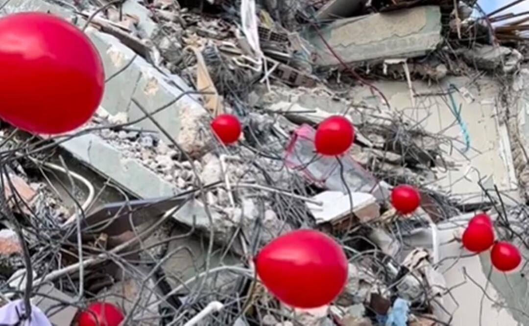 Globos rojos en Turquía rinden homenaje a niños muertos en terremotos. / Foto: Captura pantalla video de Instagram ogunseverokur.