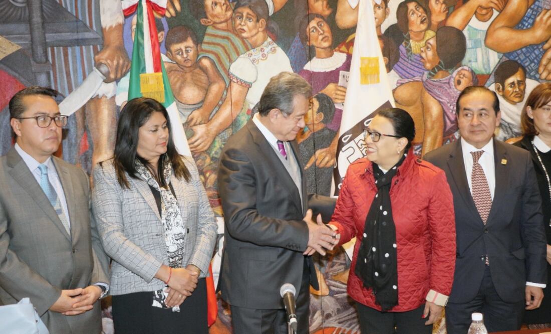 Por parte de la comisión de entrega participaron en la reunión Guillermo Orozco, secretario de Gobierno; Eduardo Rovelo, contralor General; Julieta González, titular de la Sefin, y Jorge Silva, Oficial Mayor (ESPECIAL)