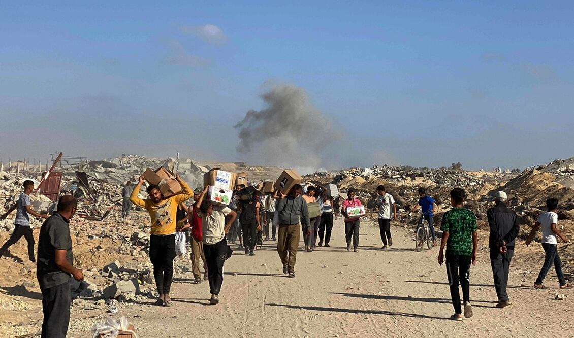 Ayuda humanitaria en la Franja de Gaza. Foto: AFP