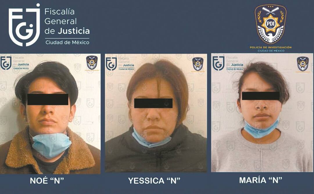 Elementos de la PDI detuvieron a Noé “N”, Yessica “N” y María “N”, por la posible posesión de drogas y por el asesinato. Foto: Especial.
