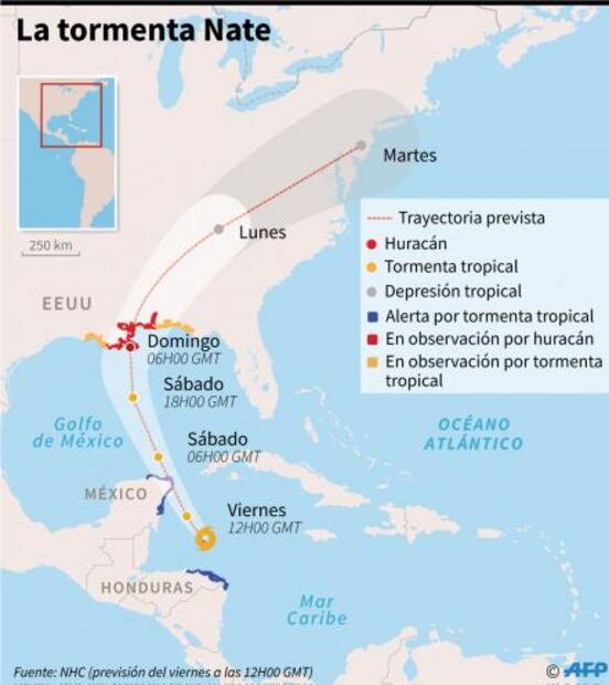Tormenta "Nate" avanza a México y EU tras causar destrozos en Centroamérica