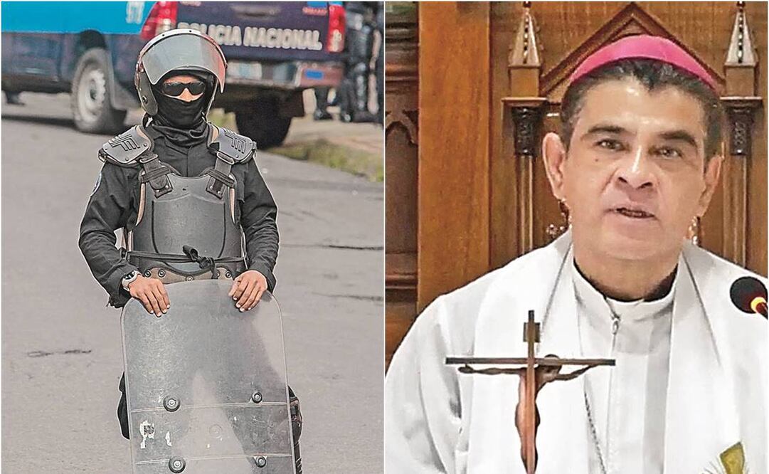 En esta imagen del 4 de agosto, policías bloquean una de las entradas a la curia de Matagalpa. Fotos: Archivo EL UNIVERSAL