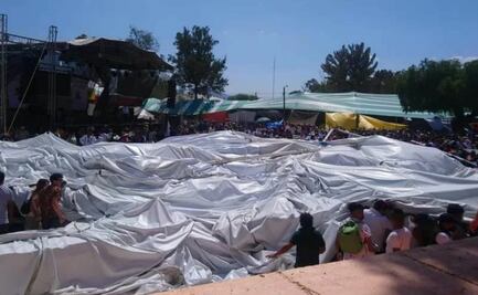 Cae carpa encima de asistentes a muestra gastronómica en Hidalgo; hay heridos