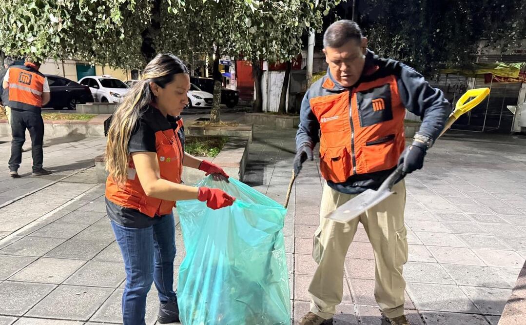 El Metro coordinó acciones de balizamiento al exterior de la estación Tacubaya, así como la limpieza del sitio. Foto: Especial