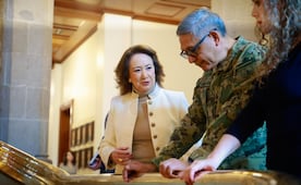 Ministra Esquivel recibe en la SCJN a Raymundo Pedro Morales, secretario de Marina; dialogan sobre "servir a México"