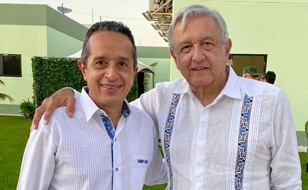 Gobernador de Quintana Roo, Carlos Joaquín González y el presidente López Obrador / Foto tomada de Twitter 