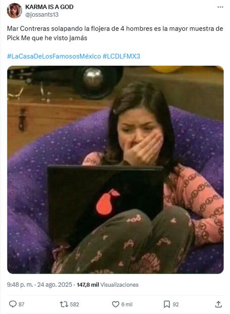 Memes de la cuarta noche de eliminación en La Casa de los Famosos 3. Foto: X