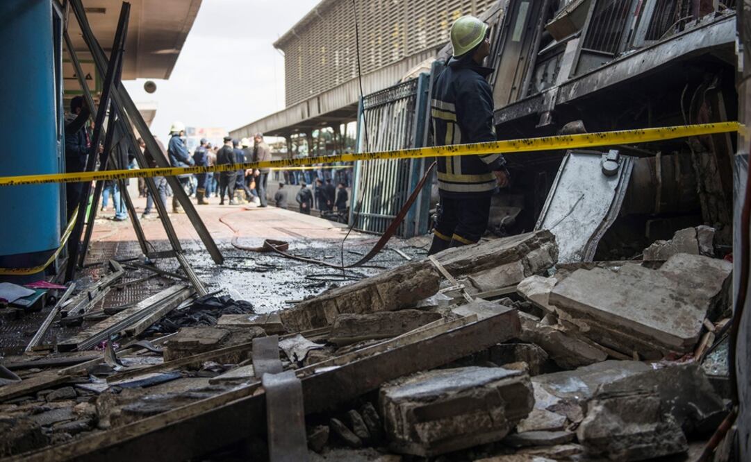 Accidente ferroviario en El Cairo. Foto: EFE