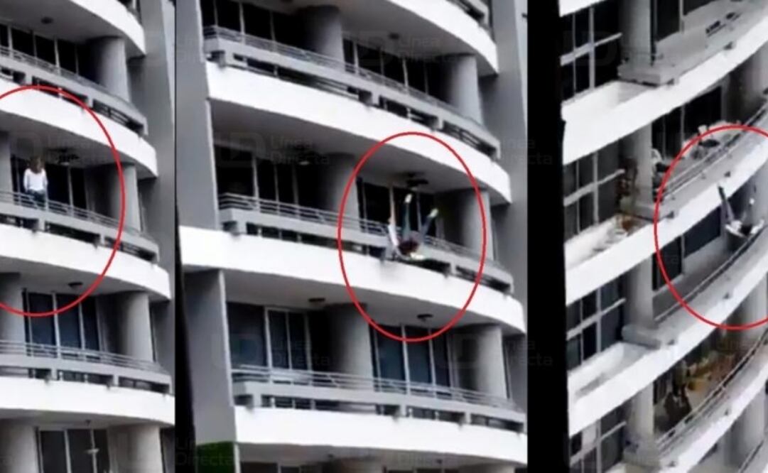La mujer estaba intentando hacerse un selfie desde el balcón de su habitación