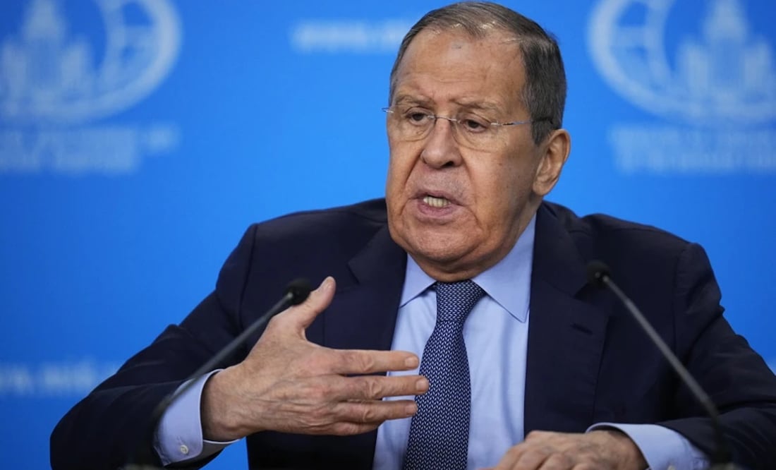El ministro de Exteriores de Rusia, Sergey Lavrov, durante su conferencia de prensa anual en Moscú, Rusia, el 18 de enero de 2024. Foto: AP