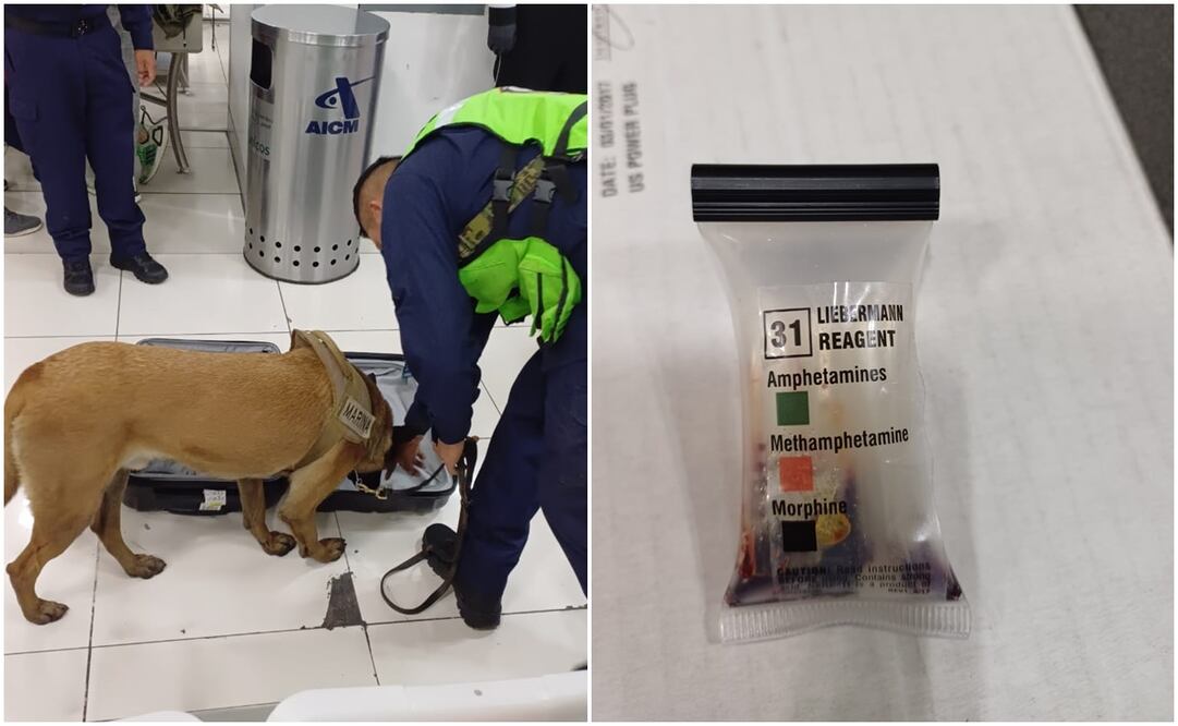 Droga asegurada en el AICM a ciudadano de nacionalidad alemana. Foto: Especial