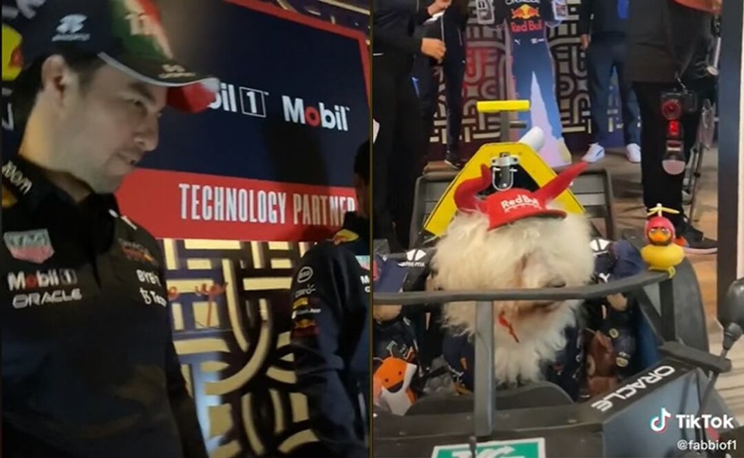 El perrito Fabbio pudo convivir un rato con Checo Pérez - FOTO: Especial