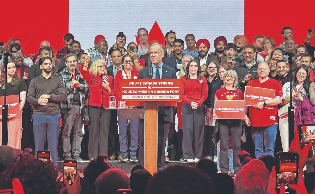 El primer ministro de Canadá, Mark Carney, en su discurso de victoria en Ottawa, tras las elecciones del 28 de abril. Foto: de JAVIER OTAZU. EFE