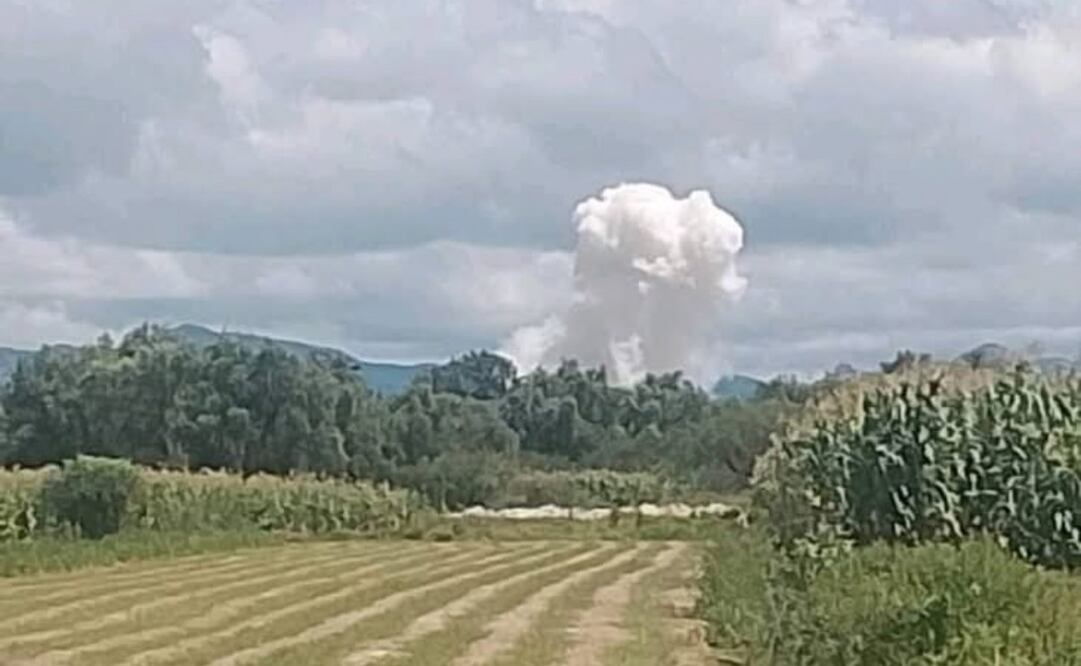 Explosión de polvorín deja cuatro lesionados de gravedad en Santiago de Anaya, Hidalgo (21/09/2025). Foto: Especial