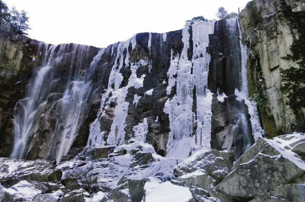 Las intensas nevadas en Chihuahua ocasionaron el congelamiento de las cascadas en el municipio de Guachochi (CORTESÍA: HUMBERTO BUSTILLOS)