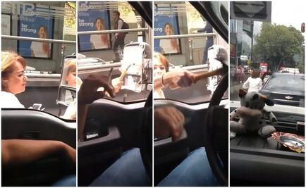 Rompe espejo de camioneta y la llaman #LadyMartillo
