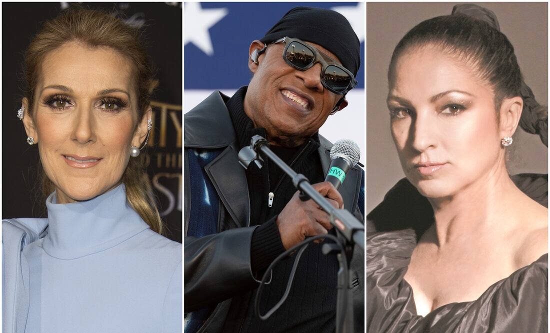 Celine Dion, Stevie Wonder y Gloria Estefan. Fotos: AFP y Archivo