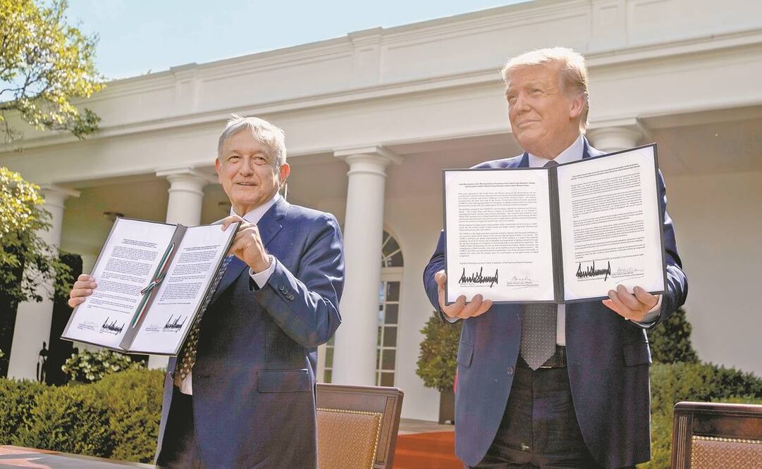 Los presidentes de México, Andrés Manuel López Obrador, y de Estados Unidos, Donald Trump, firmaron la declaración conjunta sobre el encuentro entre los mandatarios federales. Fotos: PRESIDENCIA