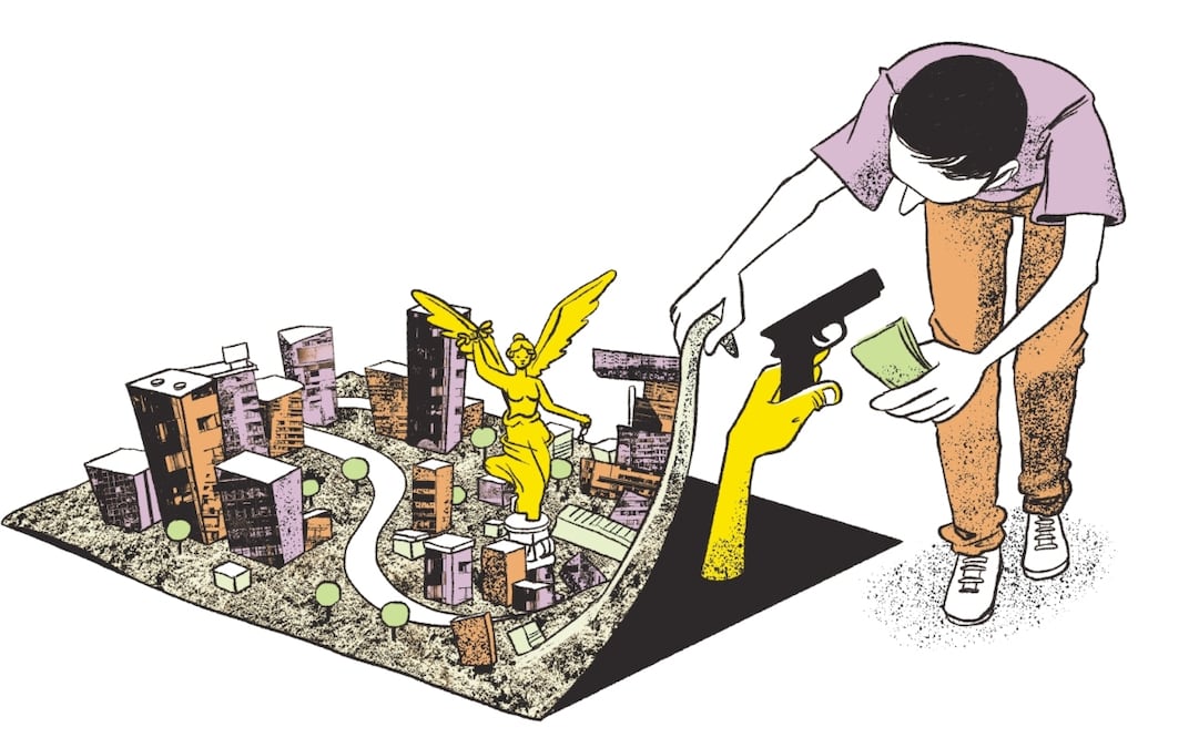 A la mano, la compra de armas de fuego en la CDMX. Ilustración de Ani Cortés