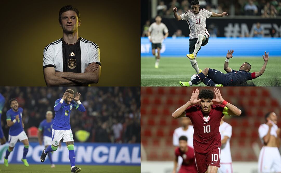 Los uniformes de las selecciones de Qatar, México, Brasil y Alemania / Foto: Especiales