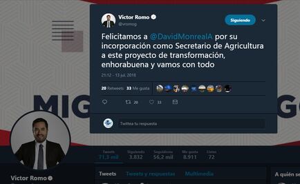 Víctor Hugo Romo destapa y felicita a Monreal equivocado 