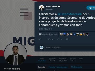 Víctor Hugo Romo destapa y felicita a Monreal equivocado